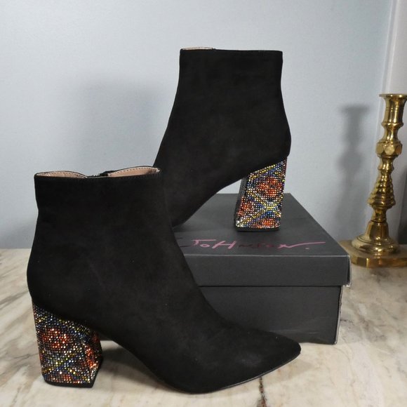 NiB SPARKLING Heels! Fun! Fabulous! Betsey Johnson Kassie Fashion Boot 8 Black - Picture 6 of 11